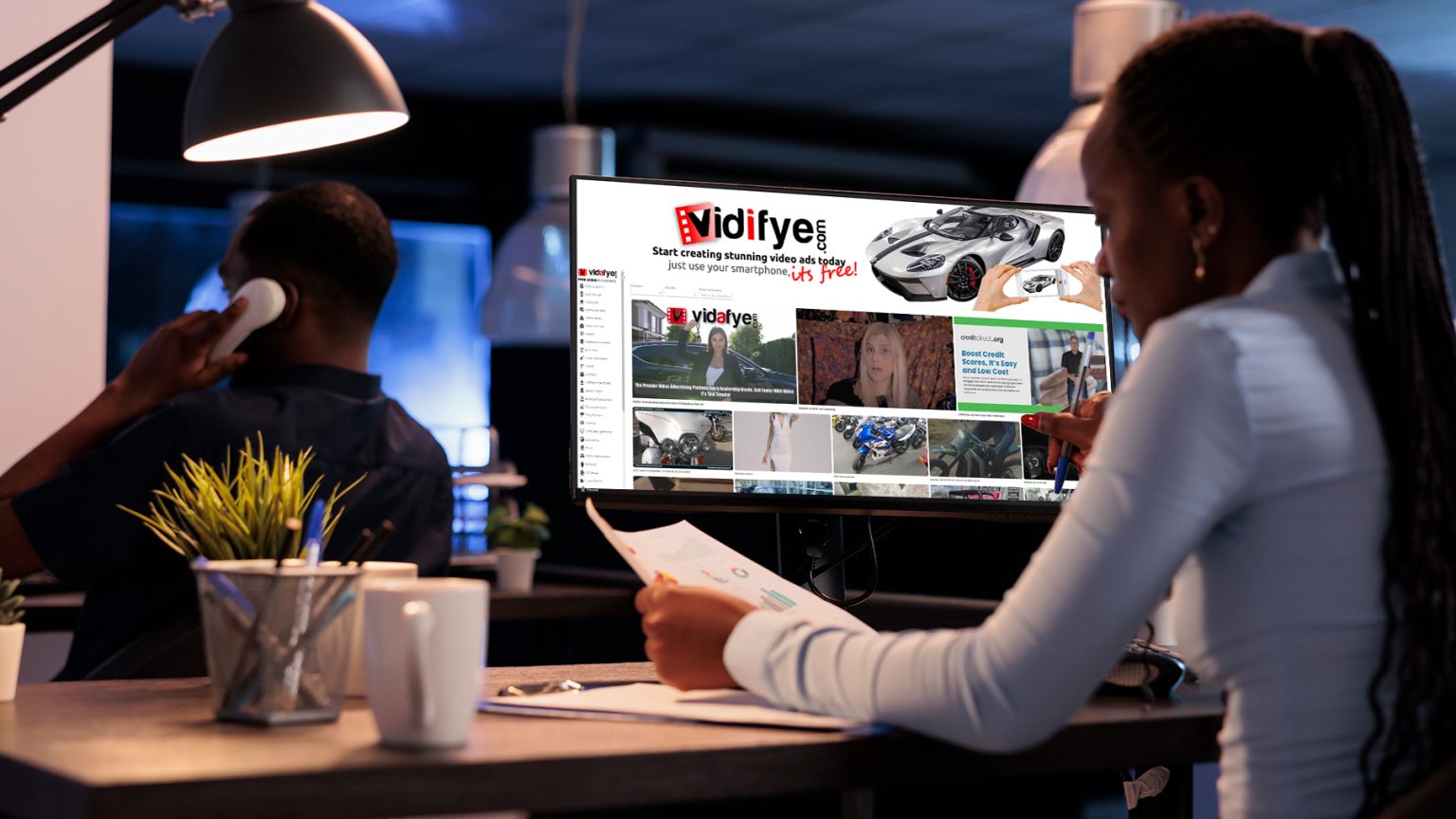 business woman using vidifye